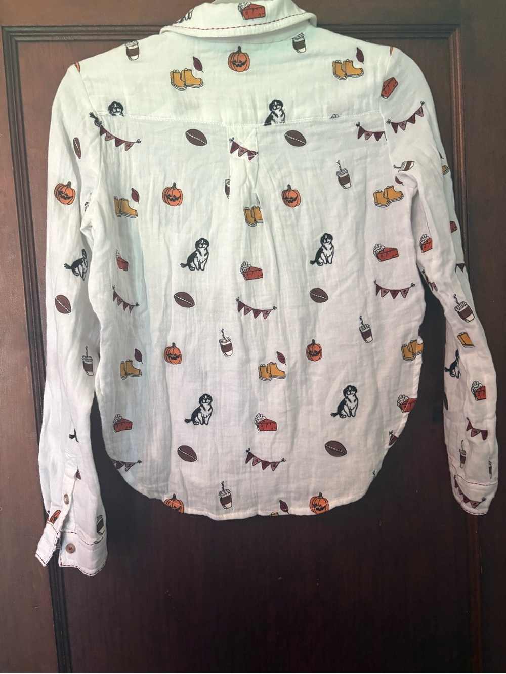 Pilcro Fall Print Button Down Shirt, Ivory, Size XXS, New With Tags - Picture 6 of 7